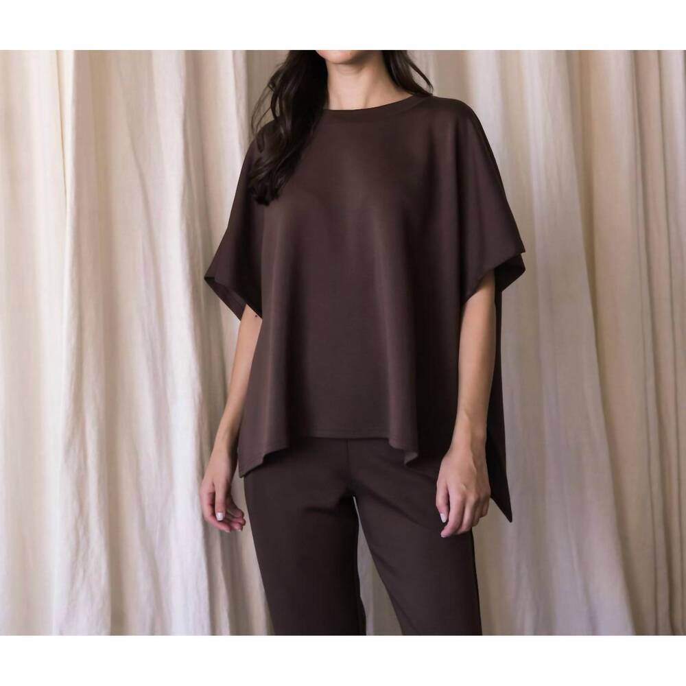 NEW P.CILL side slit cape top in cocoa
